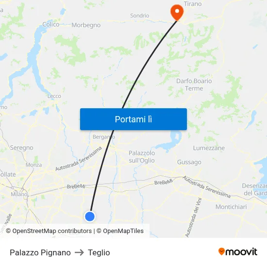 Palazzo Pignano to Teglio map