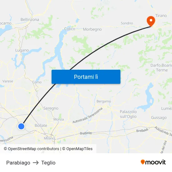 Parabiago to Teglio map