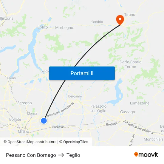 Pessano Con Bornago to Teglio map