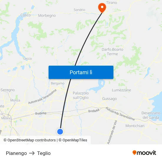 Pianengo to Teglio map
