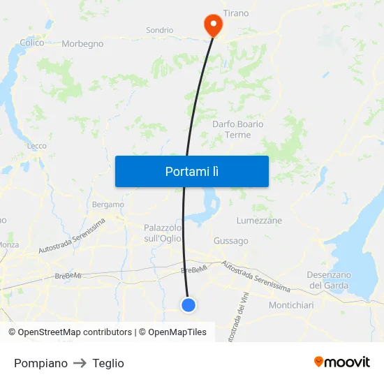 Pompiano to Teglio map