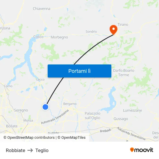 Robbiate to Teglio map