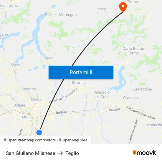 San Giuliano Milanese to Teglio map