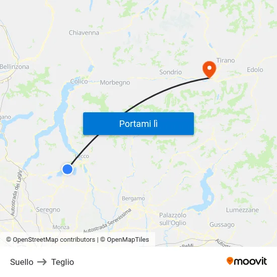 Suello to Teglio map