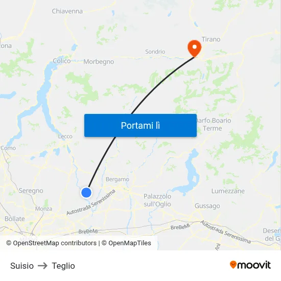 Suisio to Teglio map