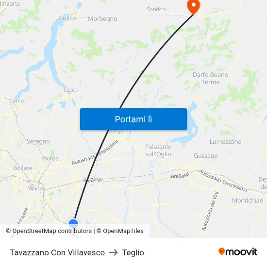 Tavazzano Con Villavesco to Teglio map