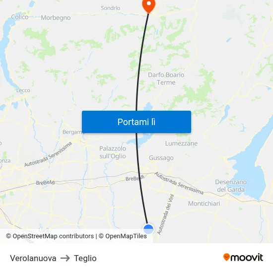 Verolanuova to Teglio map