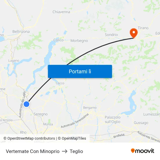 Vertemate Con Minoprio to Teglio map