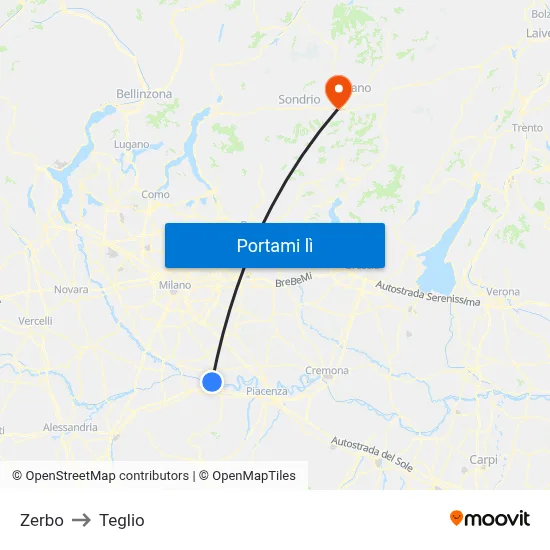 Zerbo to Teglio map