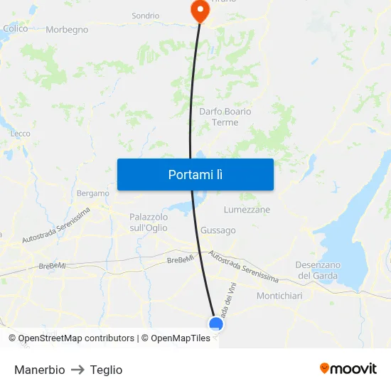 Manerbio to Teglio map
