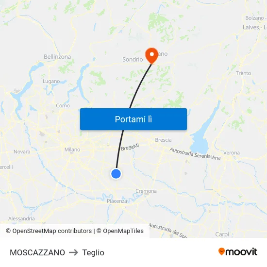 MOSCAZZANO to Teglio map