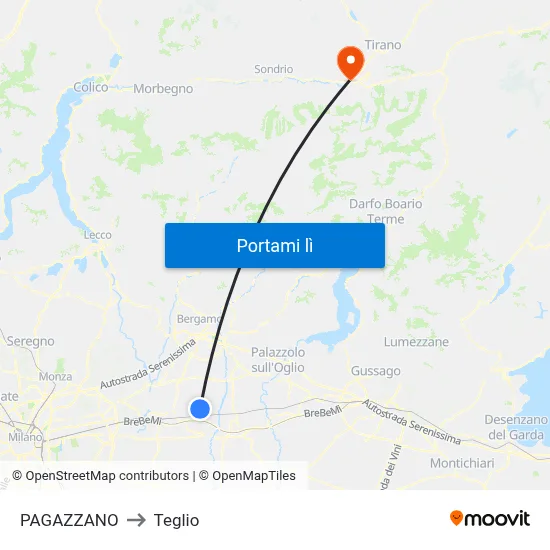 PAGAZZANO to Teglio map