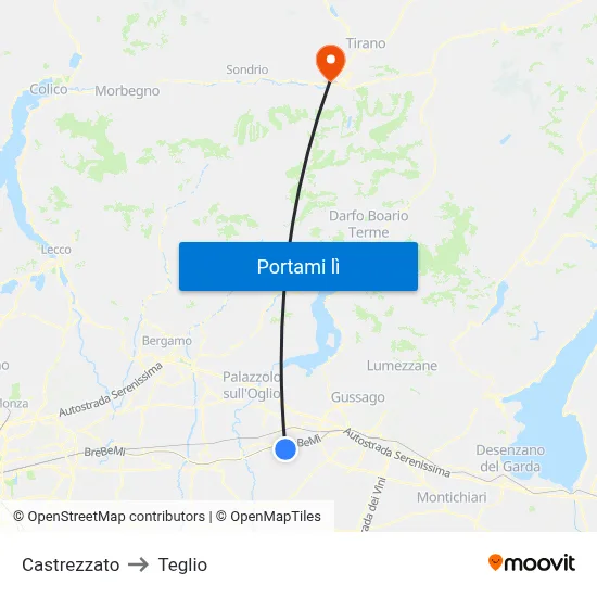 Castrezzato to Teglio map