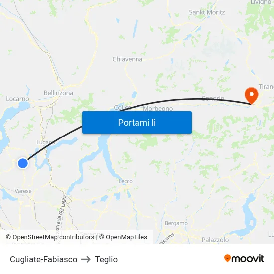 Cugliate-Fabiasco to Teglio map