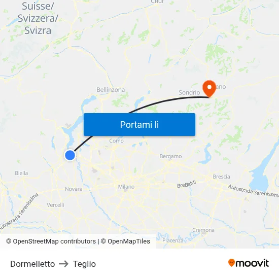 Dormelletto to Teglio map