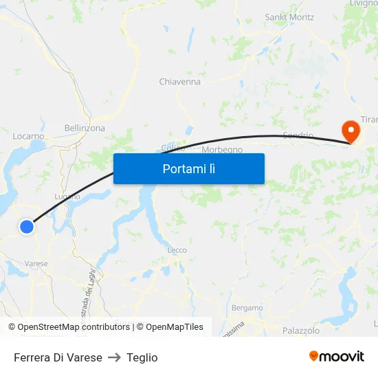 Ferrera Di Varese to Teglio map