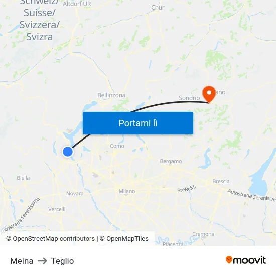 Meina to Teglio map
