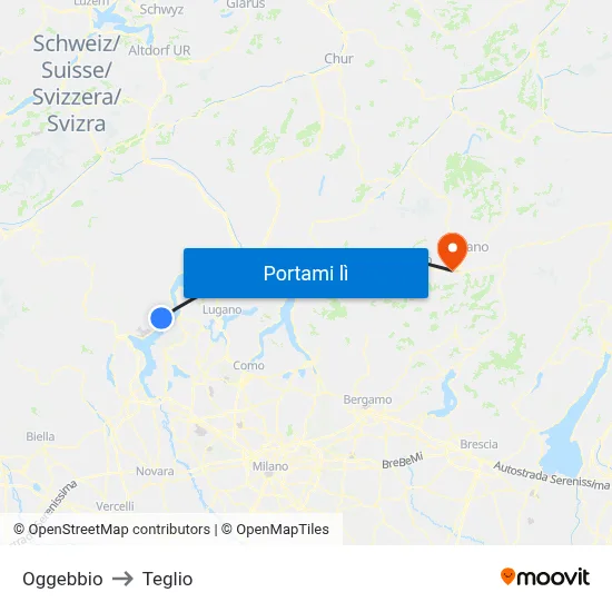 Oggebbio to Teglio map