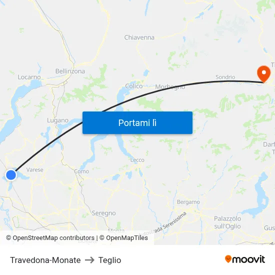 Travedona-Monate to Teglio map