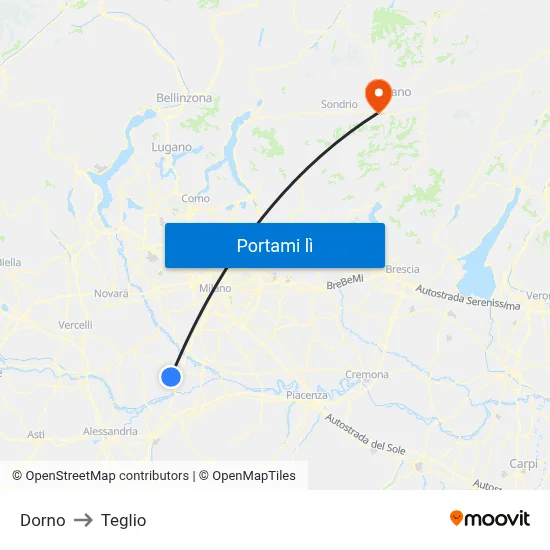 Dorno to Teglio map