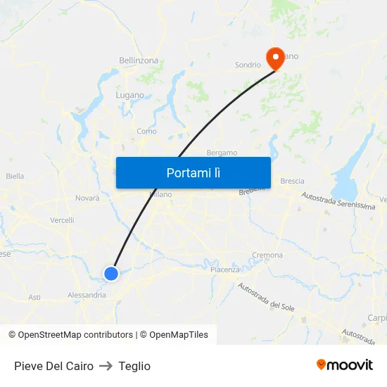 Pieve Del Cairo to Teglio map