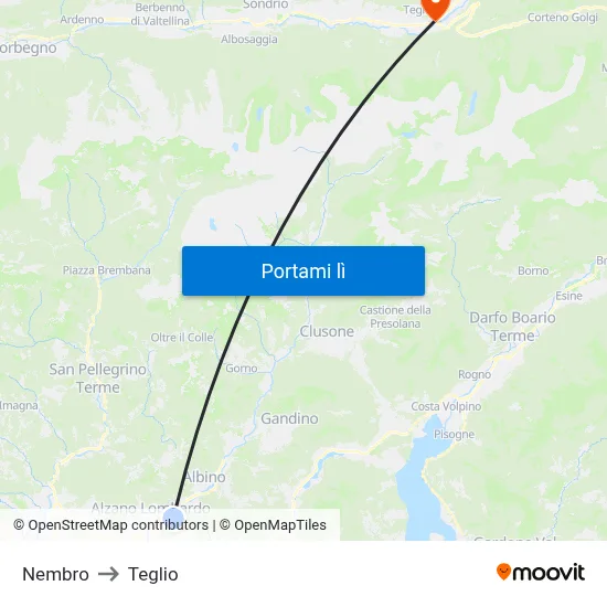 Nembro to Teglio map