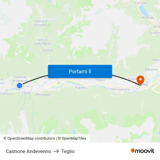 Castione Andevenno to Teglio map