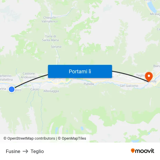 Fusine to Teglio map