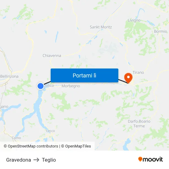 Gravedona to Teglio map