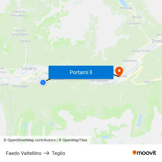Faedo Valtellino to Teglio map