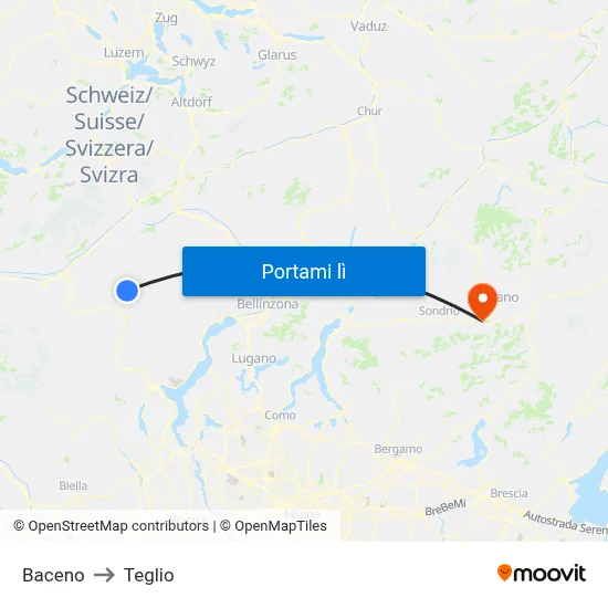 Baceno to Teglio map