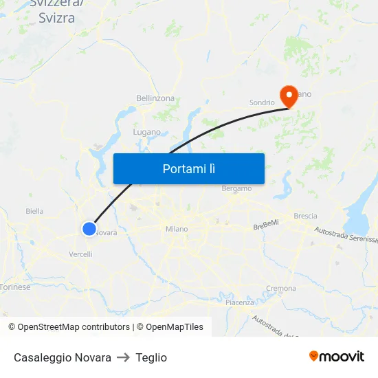 Casaleggio Novara to Teglio map