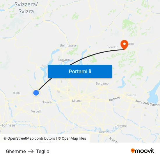 Ghemme to Teglio map