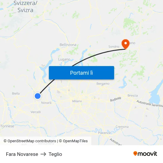 Fara Novarese to Teglio map