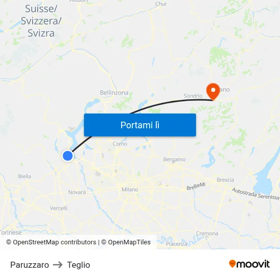 Paruzzaro to Teglio map