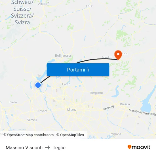 Massino Visconti to Teglio map
