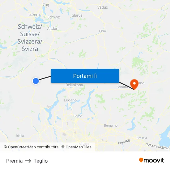 Premia to Teglio map