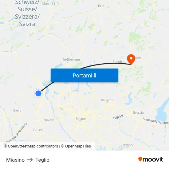 Miasino to Teglio map