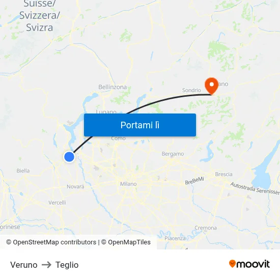 Veruno to Teglio map