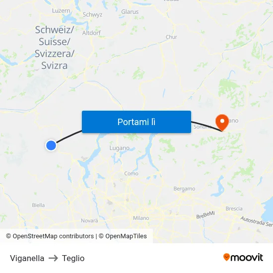 Viganella to Teglio map