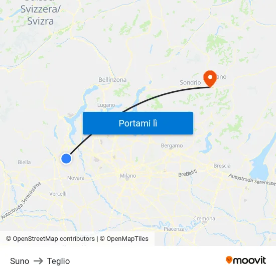 Suno to Teglio map