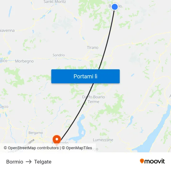 Bormio to Telgate map