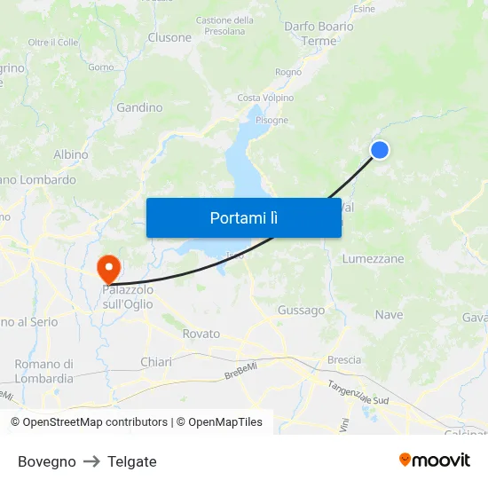 Bovegno to Telgate map