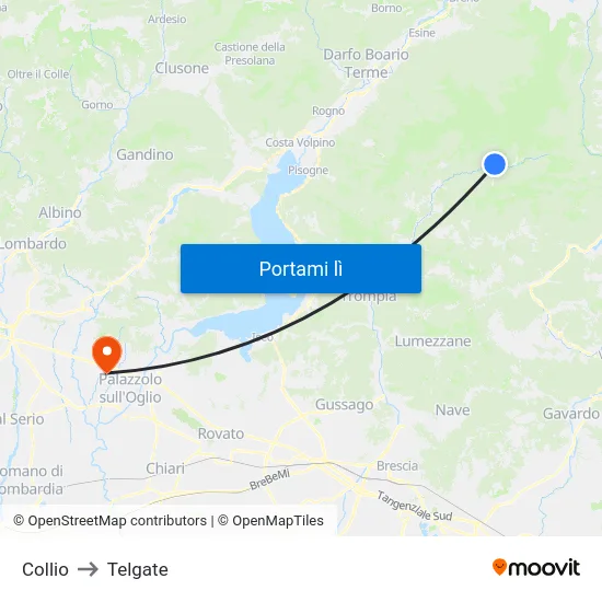 Collio to Telgate map
