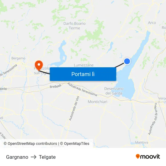 Gargnano to Telgate map