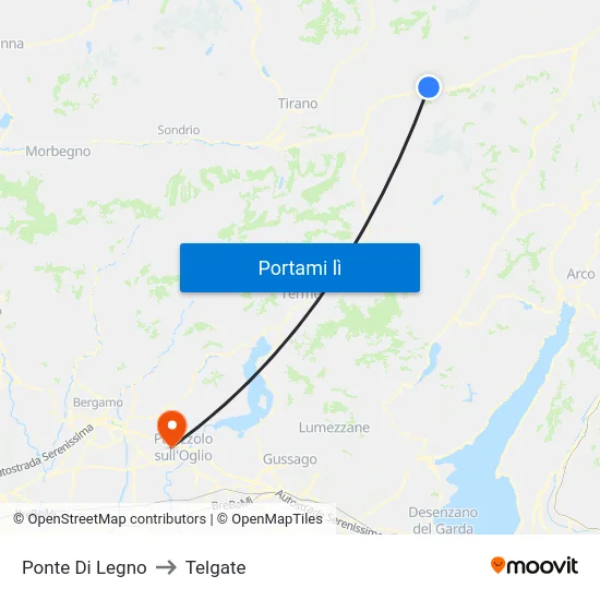 Ponte Di Legno to Telgate map