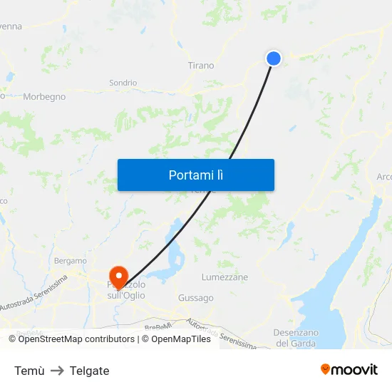 Temù to Telgate map