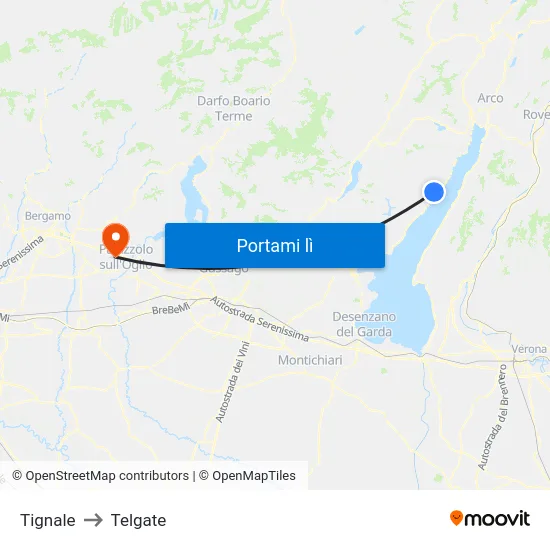 Tignale to Telgate map