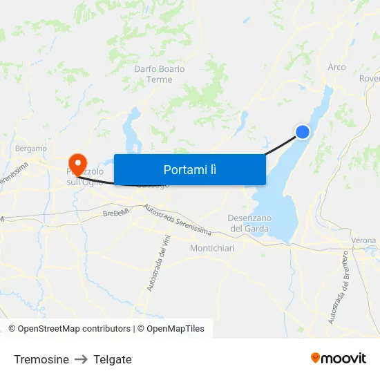 Tremosine to Telgate map