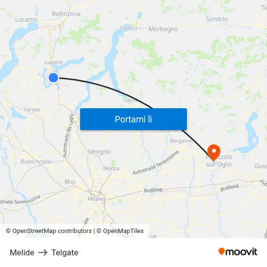 Melide to Telgate map
